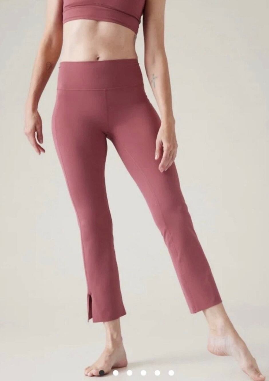 Athleta Transcend High Rise Stash Pocket Straight Leg Crop Leggings Medium Pink